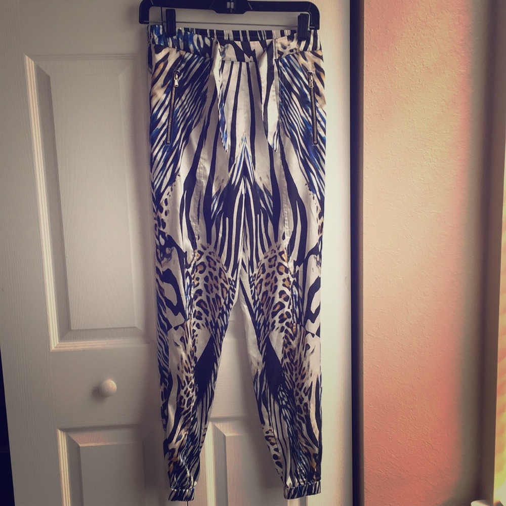 Bebe high waisted  animal print joggers